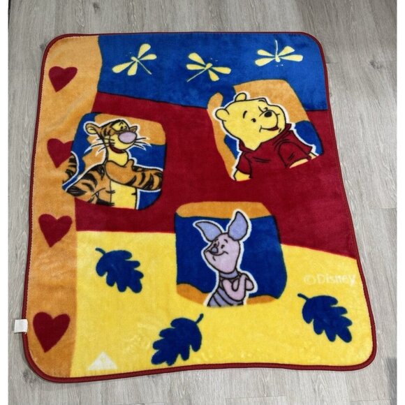Unbranded Other - VTG Y2K Winnie the Pooh Piglet Tigger Thick Fleece Soft Baby Blanket 52x42.5”